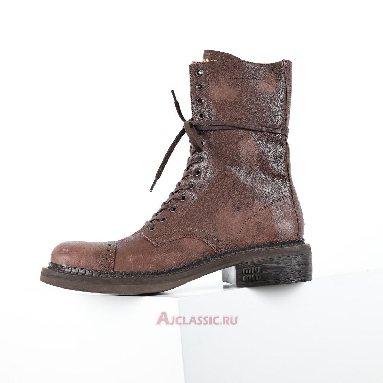 Buy Miu Miu Leather Laced Booties Cocoa Brown Brown 5U316E_2KJ_F0324_F_G035 Quality Reps Replicas Shoes