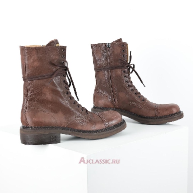 Buy Miu Miu Leather Laced Booties Cocoa Brown Brown 5U316E_2KJ_F0324_F_G035 Quality Reps Replicas Shoes