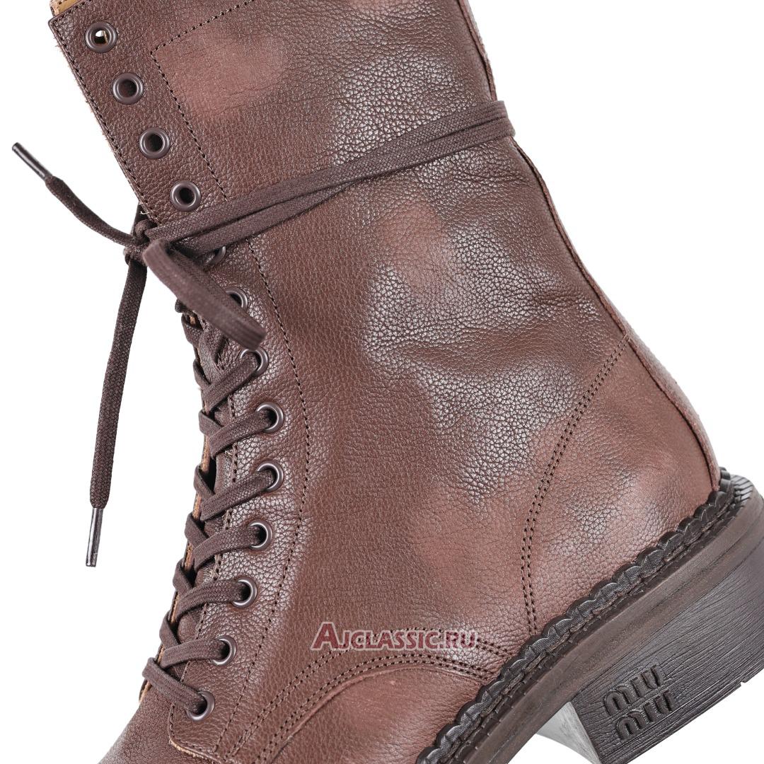 New Miu Miu Leather Laced Booties "Cocoa Brown" 5U316E_2KJ_F0324_F_G035 Shoes