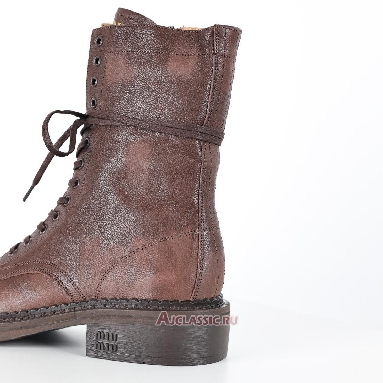 Buy Miu Miu Leather Laced Booties Cocoa Brown Brown 5U316E_2KJ_F0324_F_G035 Quality Reps Replicas Shoes
