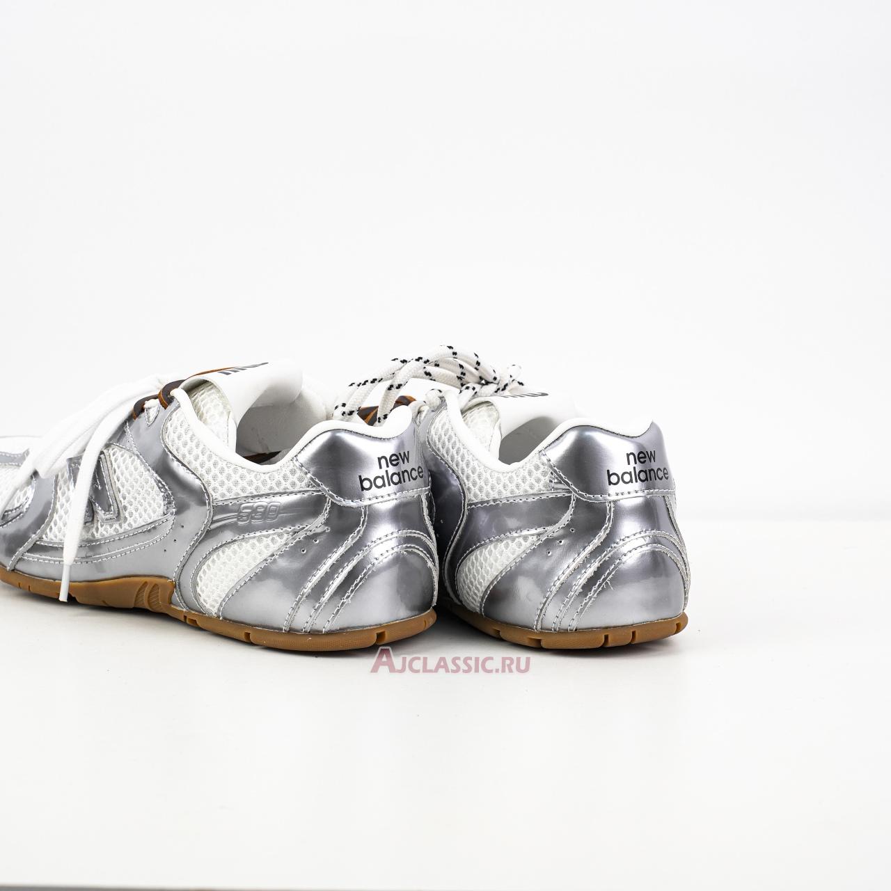 New New Balance x Miu Miu 530 SL Metallic Leather and Mesh Sneaker "Silver White" 5E165E_3L90_F0118_F_BD05 Shoes