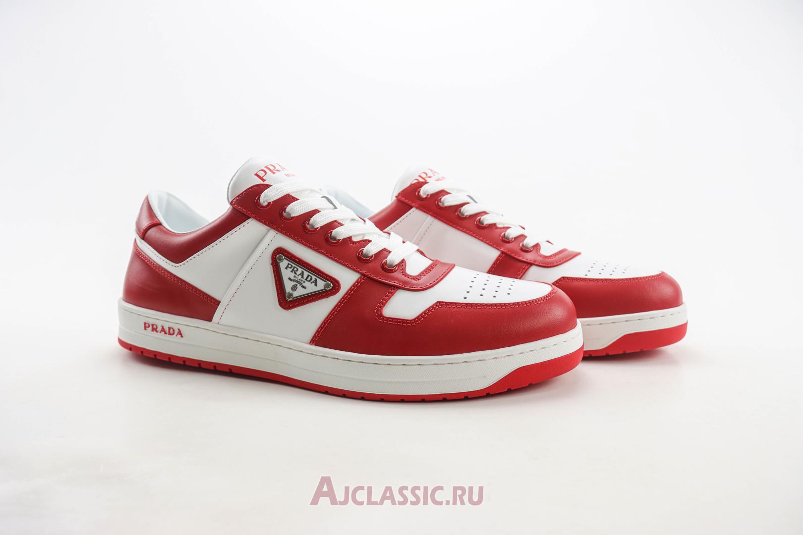 New Prada Downtown Leather Sneaker "White Lacquer Red" 2EE364_3LKG_F0O3N Shoes