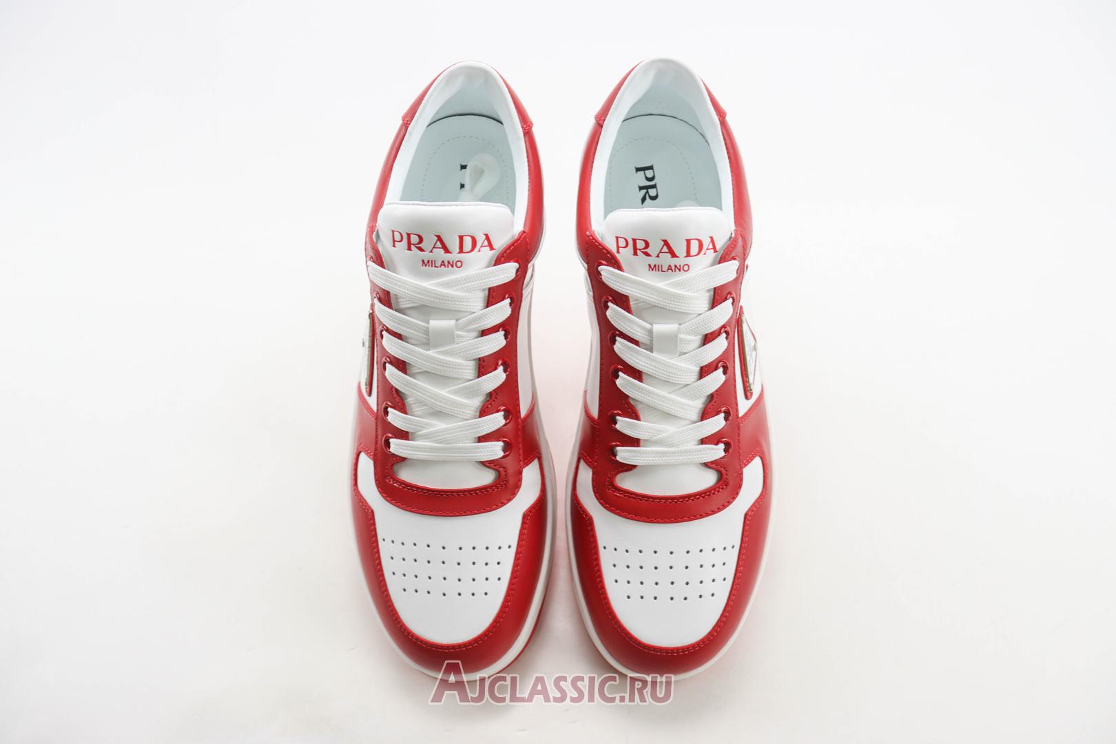 New Prada Downtown Leather Sneaker "White Lacquer Red" 2EE364_3LKG_F0O3N Shoes