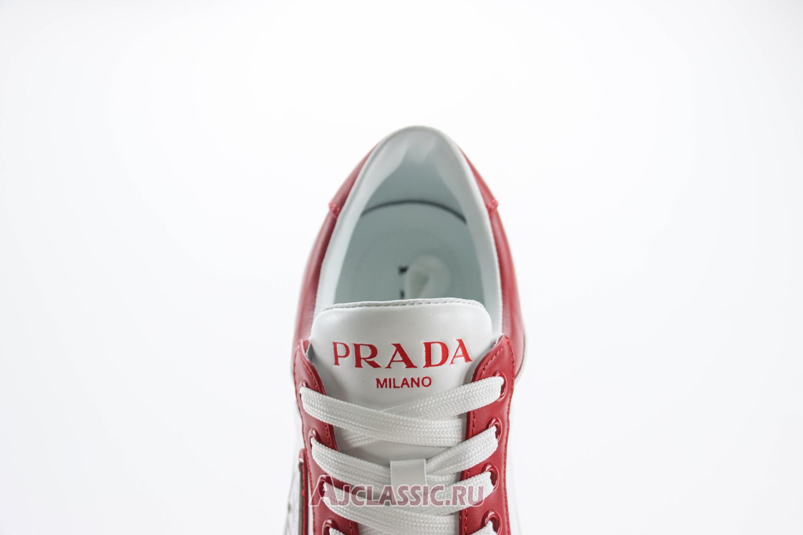 New Prada Downtown Leather Sneaker "White Lacquer Red" 2EE364_3LKG_F0O3N Shoes