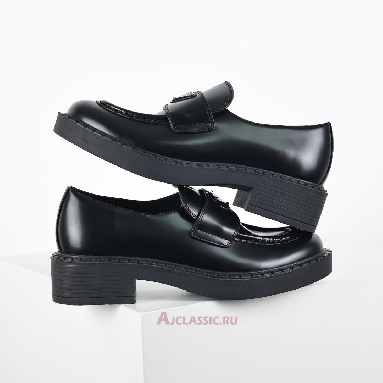 Buy Prada Chocolate Brushed Leather Loafers Black Black 2DE127_055_F0002 Quality Reps Replicas Shoes