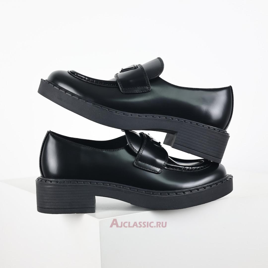 New Prada Chocolate Brushed Leather Loafers "Black" 2DE127_055_F0002 Shoes