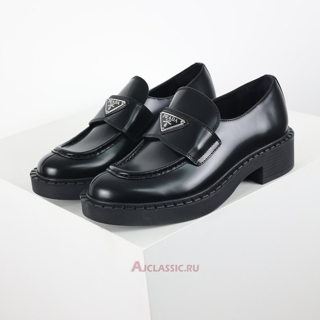 New Prada Chocolate Brushed Leather Loafers "Black" 2DE127_055_F0002 Shoes