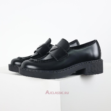 Buy Prada Chocolate Brushed Leather Loafers Black Black 2DE127_055_F0002 Quality Reps Replicas Shoes