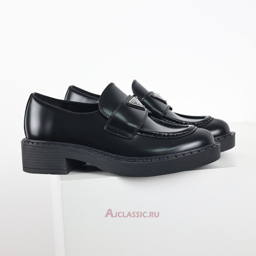 New Prada Chocolate Brushed Leather Loafers "Black" 2DE127_055_F0002 Shoes