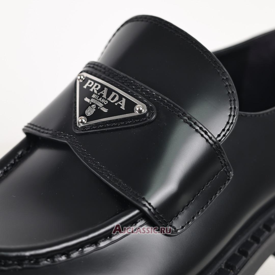 New Prada Chocolate Brushed Leather Loafers "Black" 2DE127_055_F0002 Shoes