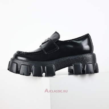 Buy Prada Brushed Leather Monolith Loafers Black Black 1D649M_B4L_F0002_F_G055 Quality Reps Replicas Shoes
