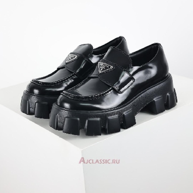 Buy Prada Brushed Leather Monolith Loafers Black Black 1D649M_B4L_F0002_F_G055 Quality Reps Replicas Shoes