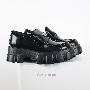 Buy Prada Brushed Leather Monolith Loafers Black Black 1D649M_B4L_F0002_F_G055 Quality Reps Replicas Shoes