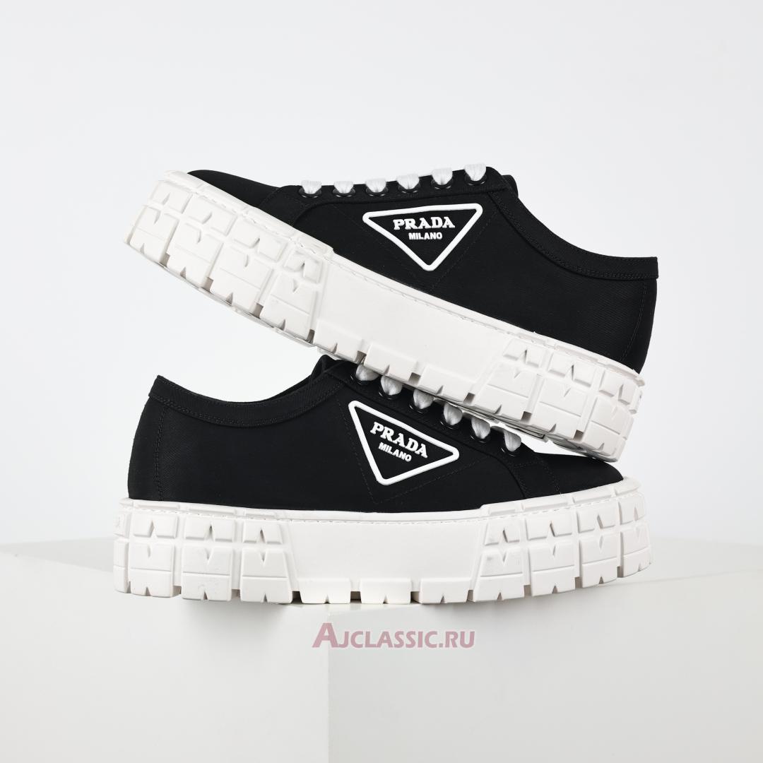 New Prada Gabardine Wheel Platform Sneakers "Black White" 1E260M_3LFX_F0632 Shoes