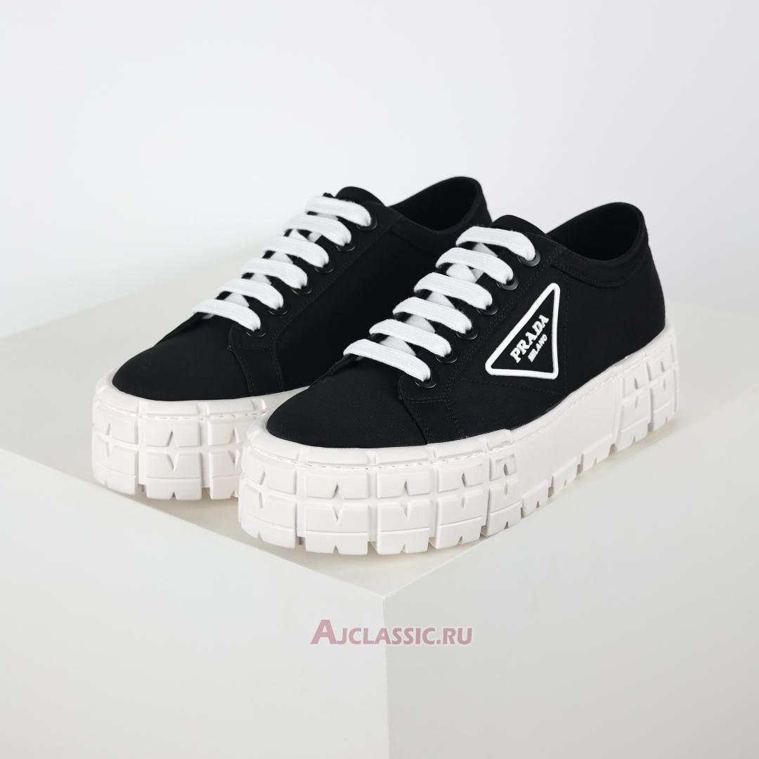 New Prada Gabardine Wheel Platform Sneakers "Black White" 1E260M_3LFX_F0632 Shoes