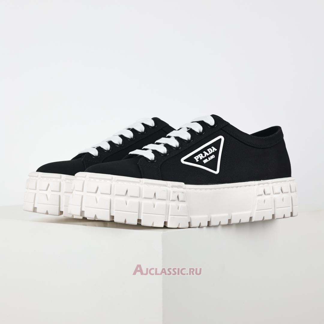 New Prada Gabardine Wheel Platform Sneakers "Black White" 1E260M_3LFX_F0632 Shoes