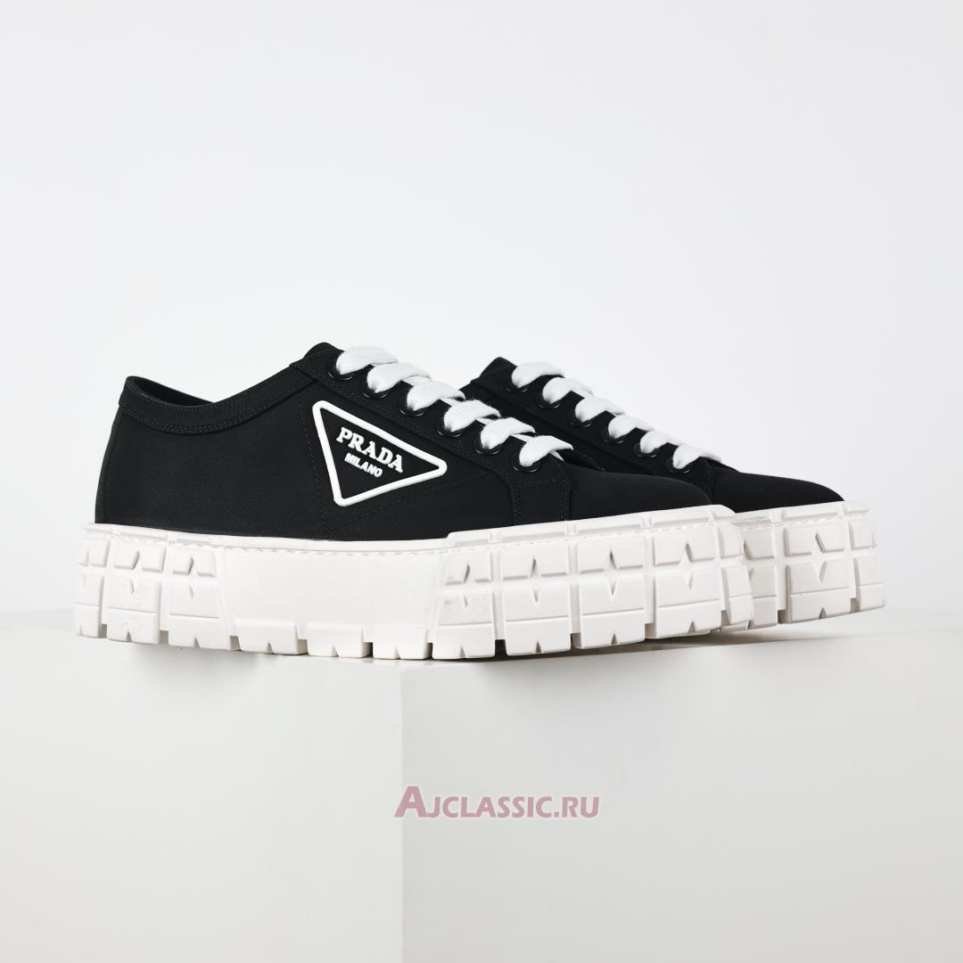 New Prada Gabardine Wheel Platform Sneakers "Black White" 1E260M_3LFX_F0632 Shoes