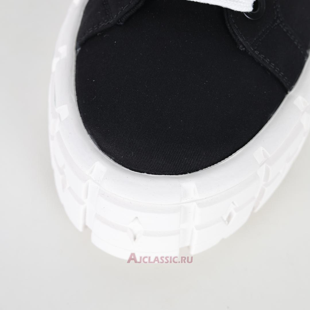 New Prada Gabardine Wheel Platform Sneakers "Black White" 1E260M_3LFX_F0632 Shoes