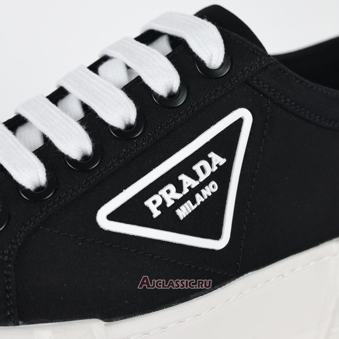 New Prada Gabardine Wheel Platform Sneakers "Black White" 1E260M_3LFX_F0632 Shoes