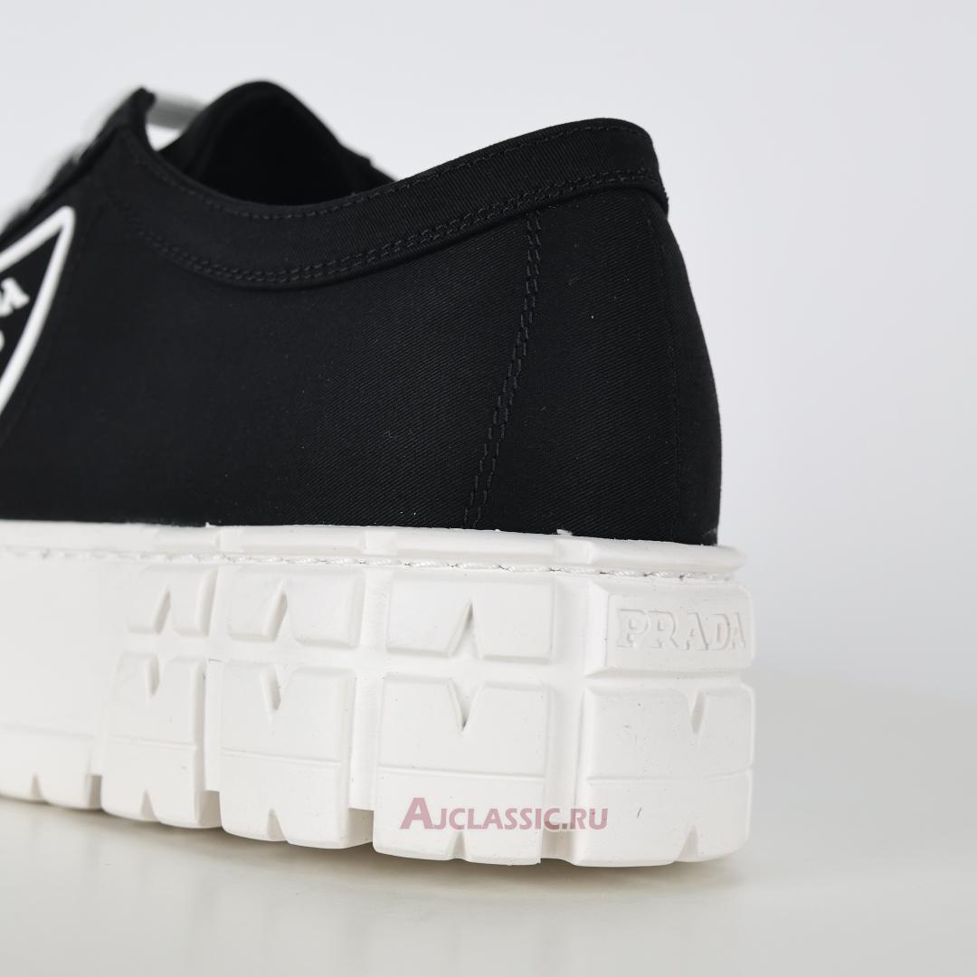 New Prada Gabardine Wheel Platform Sneakers "Black White" 1E260M_3LFX_F0632 Shoes