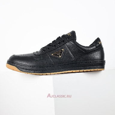 Buy Prada Downtown Leather Sneakers Black Gold Black 2EE364_038_F0633 Quality Reps Replicas Shoes