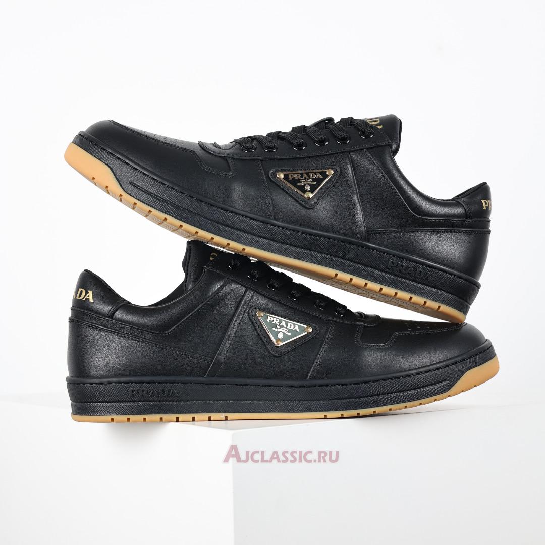 New Prada Downtown Leather Sneakers "Black Gold" 2EE364_038_F0633 Shoes