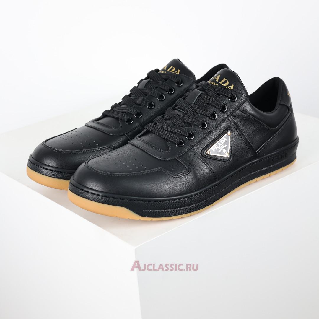 New Prada Downtown Leather Sneakers "Black Gold" 2EE364_038_F0633 Shoes