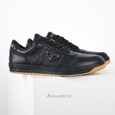 Buy Prada Downtown Leather Sneakers Black Gold Black 2EE364_038_F0633 Quality Reps Replicas Shoes