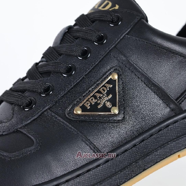 Buy Prada Downtown Leather Sneakers Black Gold Black 2EE364_038_F0633 Quality Reps Replicas Shoes
