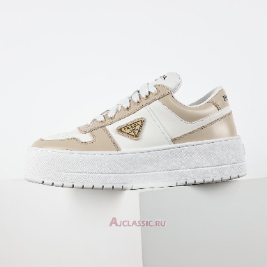 Buy Prada Downtown Bold Leather Sneakers Ecru Beige 1E792M_3LPG_F0P09_F_050 Quality Reps Replicas Shoes