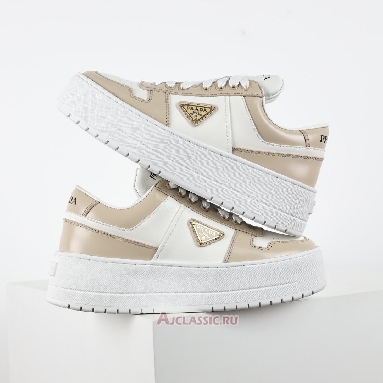 Buy Prada Downtown Bold Leather Sneakers Ecru Beige 1E792M_3LPG_F0P09_F_050 Quality Reps Replicas Shoes