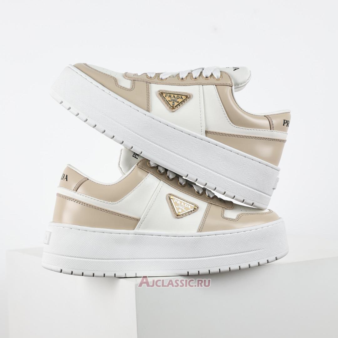 New Prada Downtown Bold Leather Sneakers "Ecru" 1E792M_3LPG_F0P09_F_050 Shoes