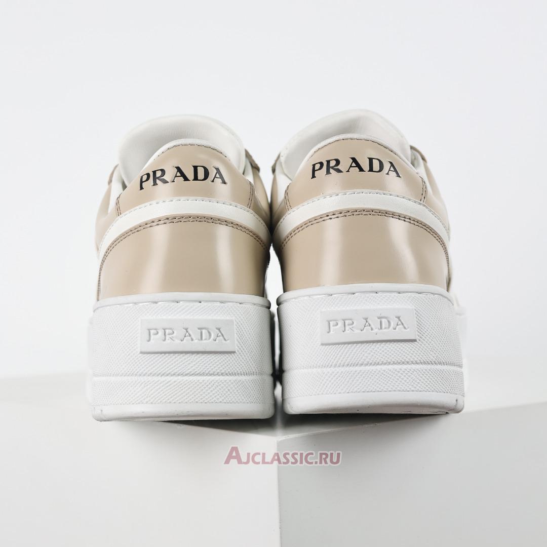 New Prada Downtown Bold Leather Sneakers "Ecru" 1E792M_3LPG_F0P09_F_050 Shoes