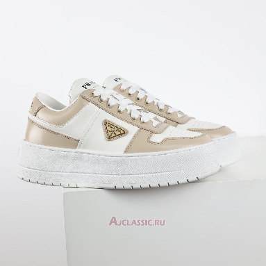 Buy Prada Downtown Bold Leather Sneakers Ecru Beige 1E792M_3LPG_F0P09_F_050 Quality Reps Replicas Shoes