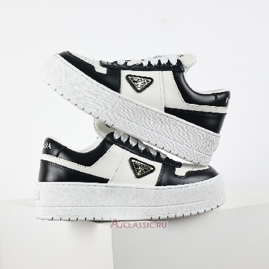 Buy Prada Downtown Bold Leather Sneakers White Black Black 1E946M_3LJ6_F0964-2 Quality Reps Replicas Shoes