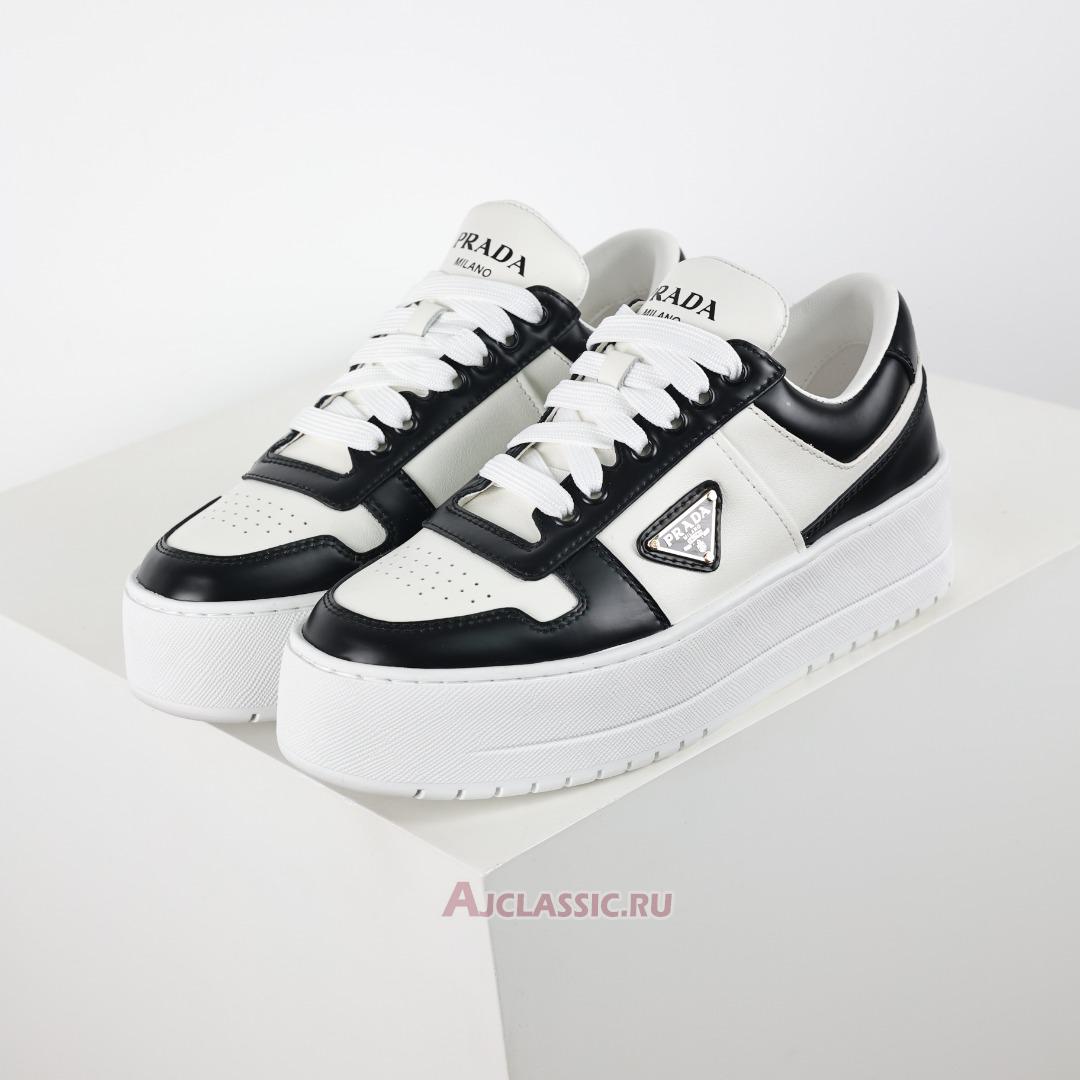 New Prada Downtown Bold Leather Sneakers "White Black" 1E946M_3LJ6_F0964-2 Shoes