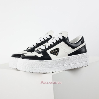 Buy Prada Downtown Bold Leather Sneakers White Black Black 1E946M_3LJ6_F0964-2 Quality Reps Replicas Shoes