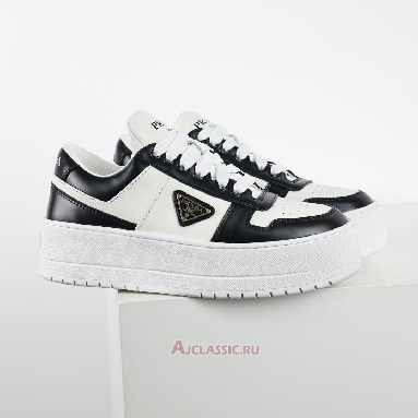 Buy Prada Downtown Bold Leather Sneakers White Black Black 1E946M_3LJ6_F0964-2 Quality Reps Replicas Shoes