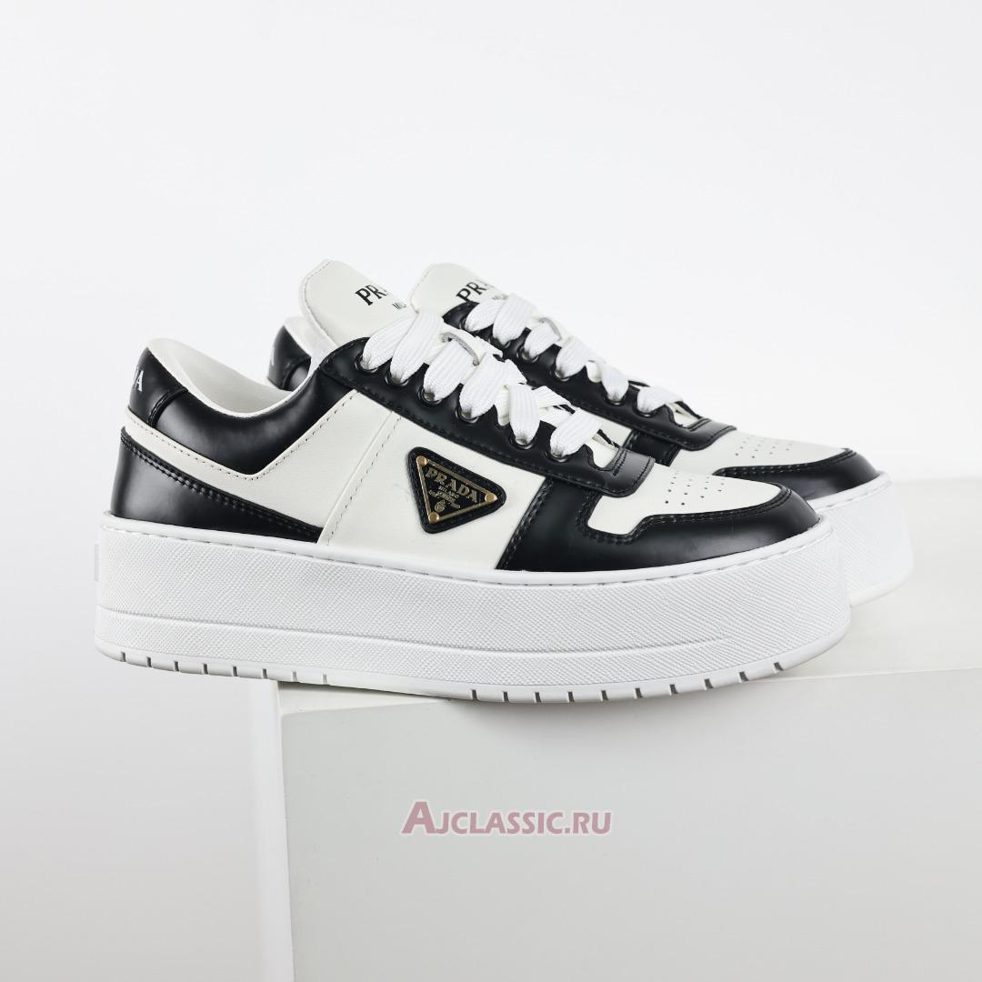 New Prada Downtown Bold Leather Sneakers "White Black" 1E946M_3LJ6_F0964-2 Shoes