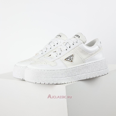Buy Prada Downtown Bold Leather Sneakers White White 1E792M_3LPF_F0009_F_050 Quality Reps Replicas Shoes