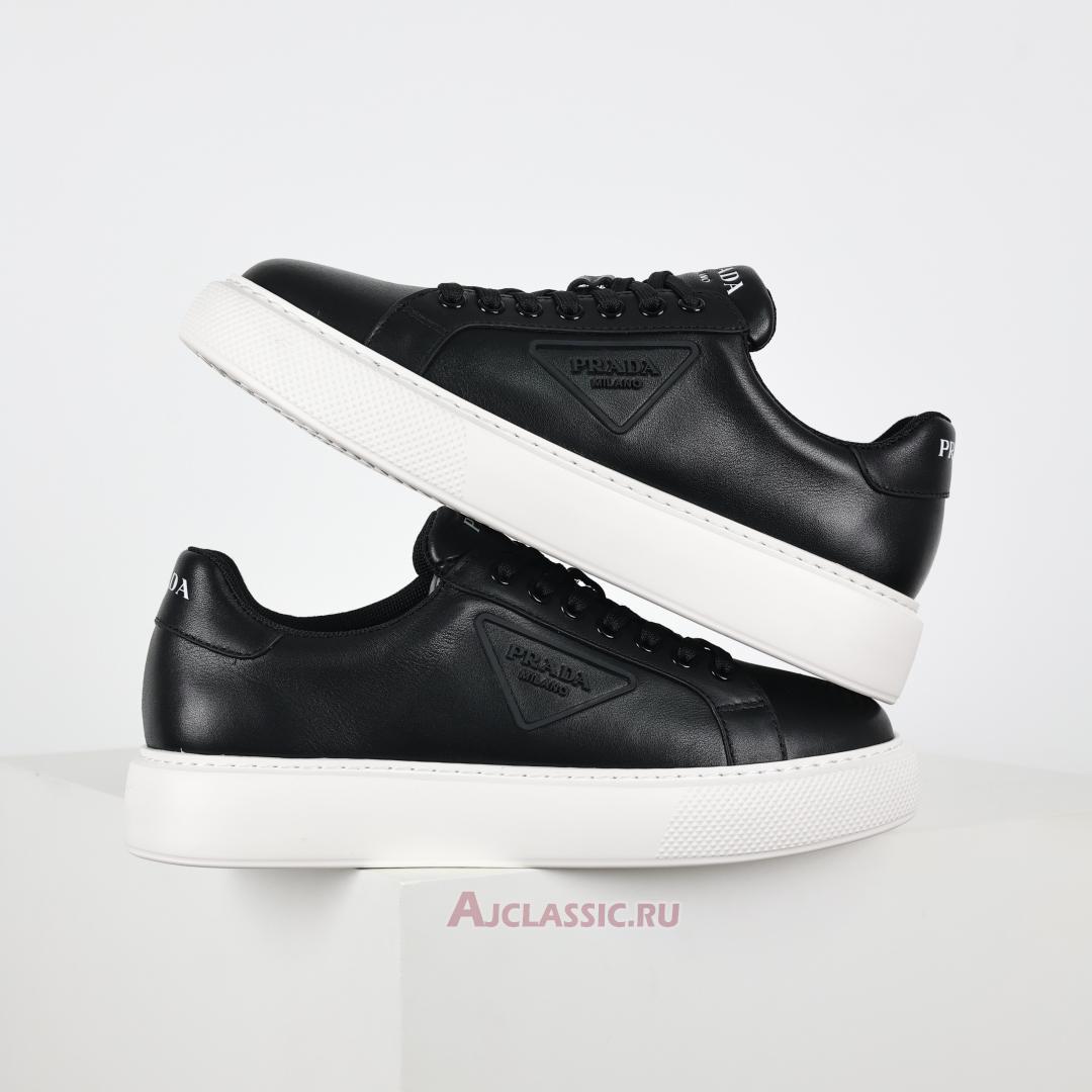 New Prada Macro Leather Sneakers "Black White" 4E3560_A21_F0002-2 Shoes