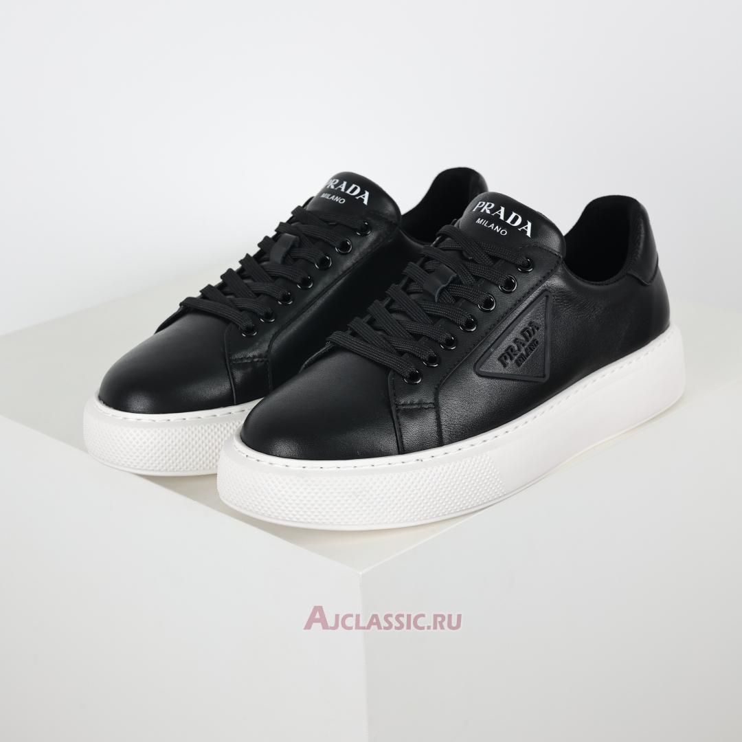 New Prada Macro Leather Sneakers "Black White" 4E3560_A21_F0002-2 Shoes