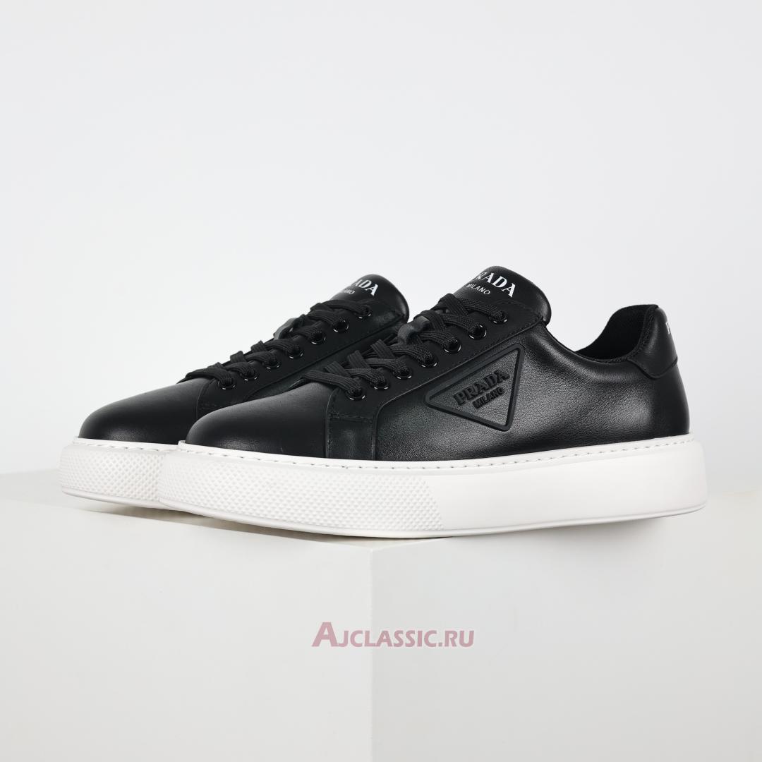 New Prada Macro Leather Sneakers "Black White" 4E3560_A21_F0002-2 Shoes