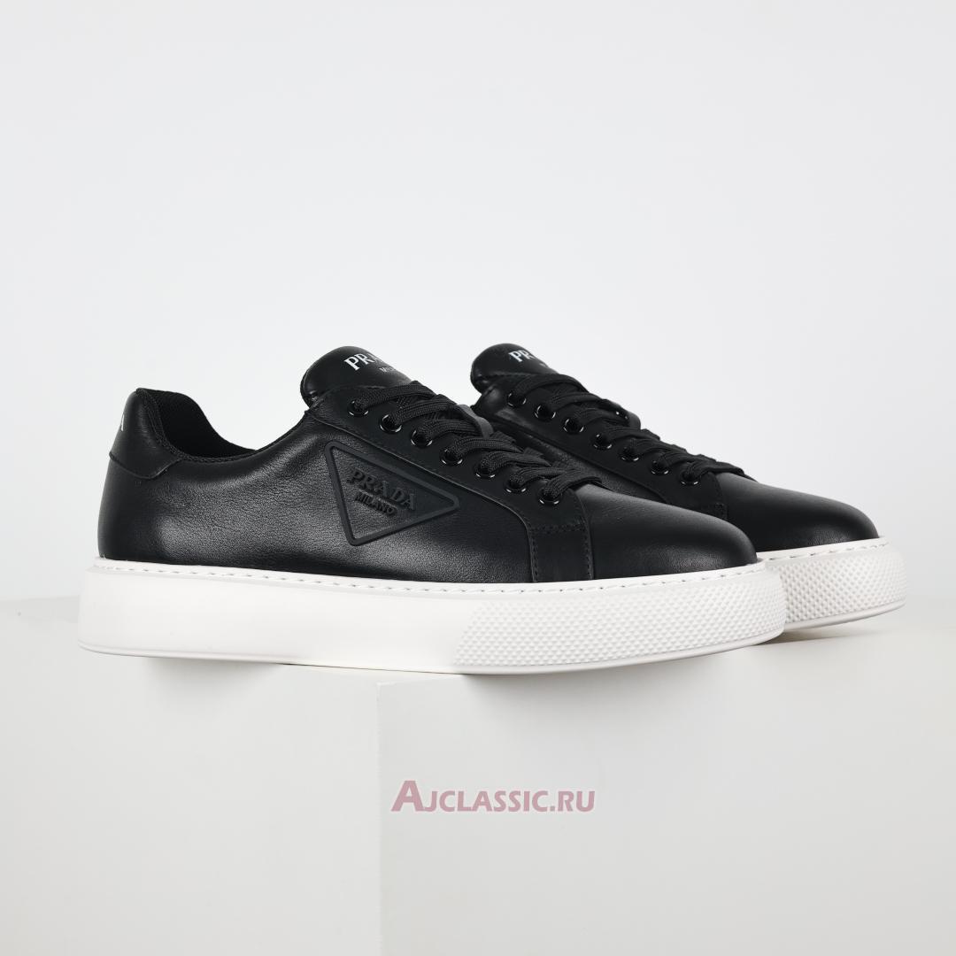 New Prada Macro Leather Sneakers "Black White" 4E3560_A21_F0002-2 Shoes