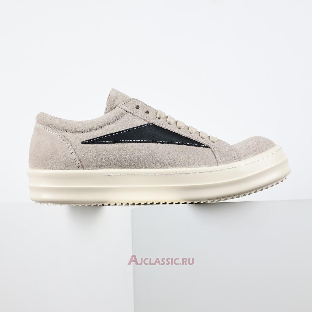 New Rick Owens EDFU Suede Leather Vintage Low "Milk Black" RU02C7897-LVSLPO-1191 Shoes