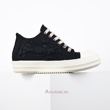 Buy Rick Owens DRKSHDW Fogachine Slashed Stretch Denim Low Black Milk Black DU01B7802SBSLH-911 Quality Reps Replicas Shoes