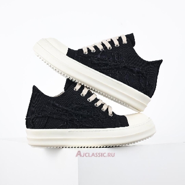 Buy Rick Owens DRKSHDW Fogachine Slashed Stretch Denim Low Black Milk Black DU01B7802SBSLH-911 Quality Reps Replicas Shoes