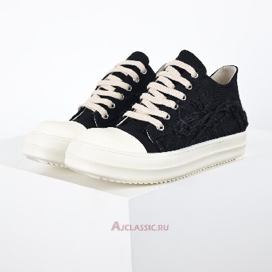 Buy Rick Owens DRKSHDW Fogachine Slashed Stretch Denim Low Black Milk Black DU01B7802SBSLH-911 Quality Reps Replicas Shoes