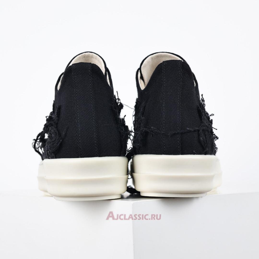 New Rick Owens DRKSHDW Fogachine Slashed Stretch Denim Low "Black Milk" DU01B7802SBSLH-911 Shoes
