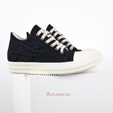Buy Rick Owens DRKSHDW Fogachine Slashed Stretch Denim Low Black Milk Black DU01B7802SBSLH-911 Quality Reps Replicas Shoes